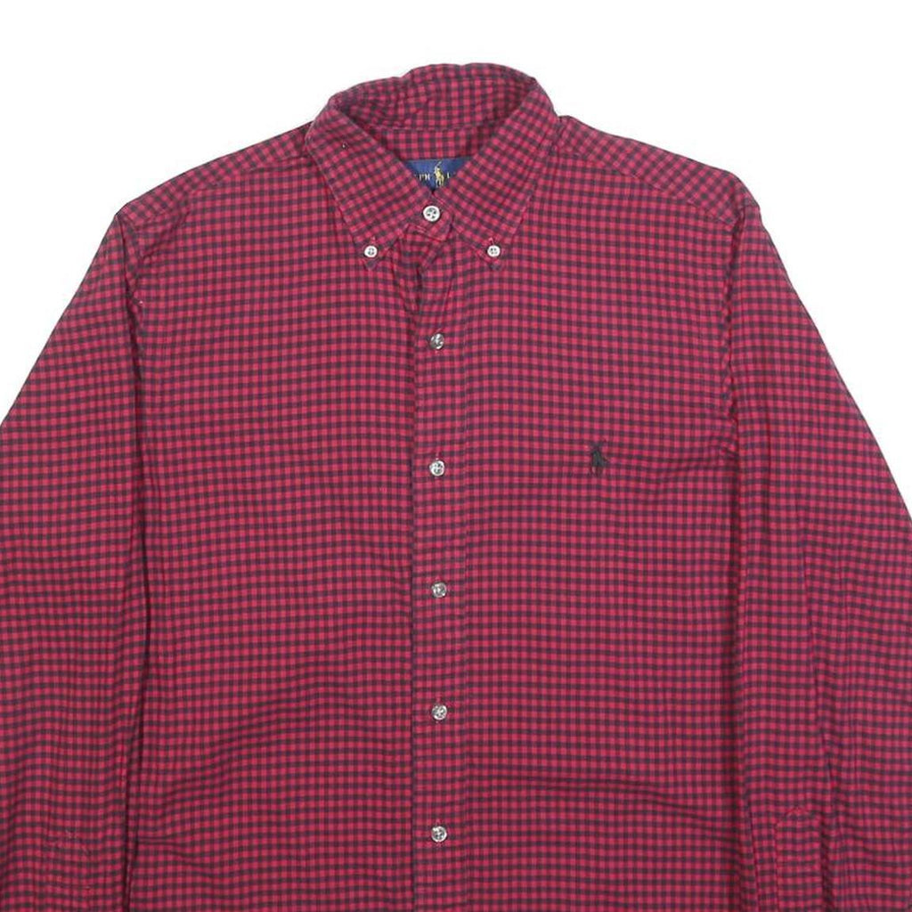 RALPH LAUREN Mens Red & Black Check Shirt XS Button-Down Cotton Long Sleeve