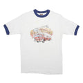 HANES Boys White & Blue Firefighter Graphic T-Shirt M Short Sleeve Crew Neck