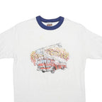 HANES Boys White & Blue Firefighter Graphic T-Shirt M Short Sleeve Crew Neck