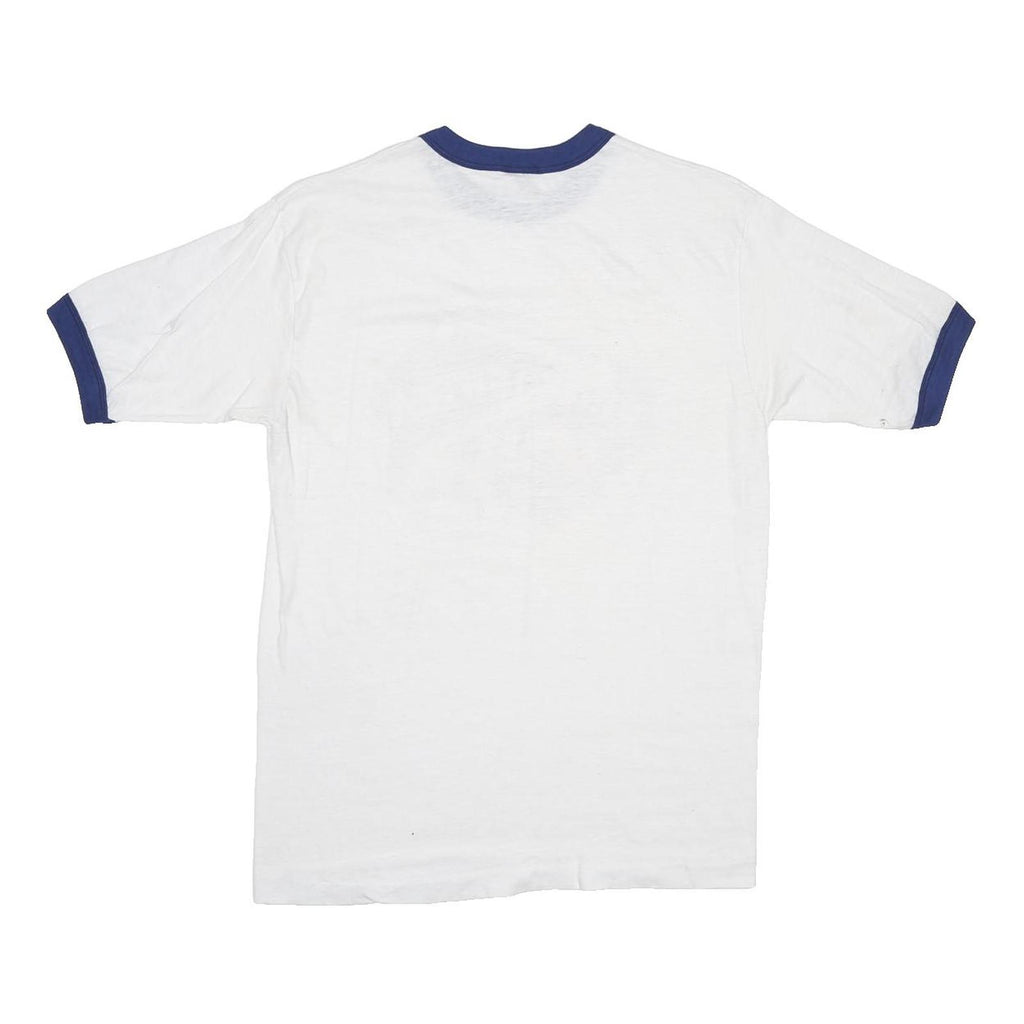 HANES Boys White & Blue Firefighter Graphic T-Shirt M Short Sleeve Crew Neck