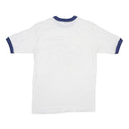 HANES Boys White & Blue Firefighter Graphic T-Shirt M Short Sleeve Crew Neck