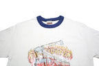 HANES Boys White & Blue Firefighter Graphic T-Shirt M Short Sleeve Crew Neck