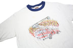HANES Boys White & Blue Firefighter Graphic T-Shirt M Short Sleeve Crew Neck