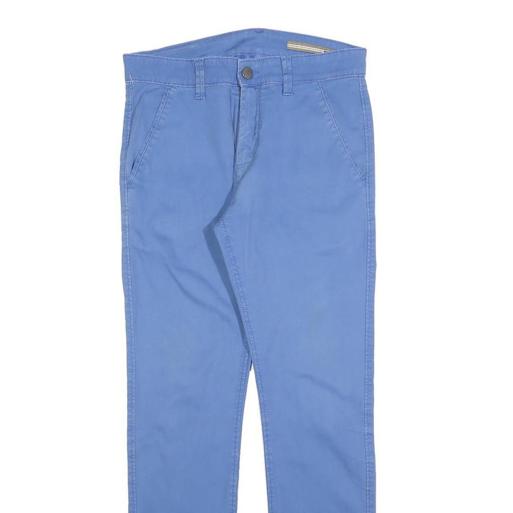 SORBINO Womens Cotton Blend Blue Slim Straight Trousers W32 L30 Stylish Zip
