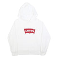 LEVI'S Womens White Hoodie L Cotton Blend Classic Logo Pullover Casual