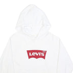 LEVI'S Womens White Hoodie L Cotton Blend Classic Logo Pullover Casual