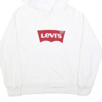 LEVI'S Womens White Hoodie L Cotton Blend Classic Logo Pullover Casual