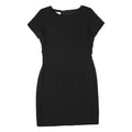 ALOUETTE Womens Black Day Dress Polyester Blend Short Sleeve M Simple Classic