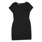 ALOUETTE Womens Black Day Dress Polyester Blend Short Sleeve M Simple Classic