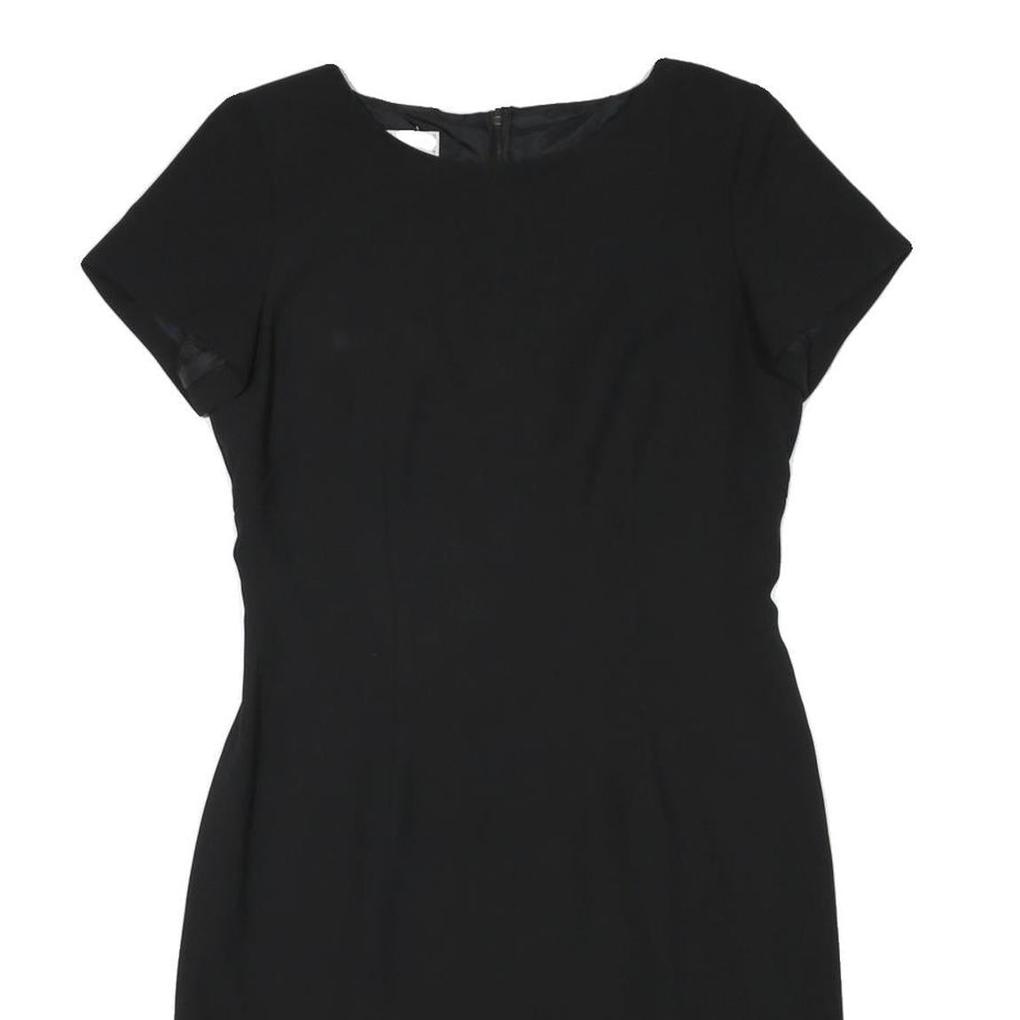 ALOUETTE Womens Black Day Dress Polyester Blend Short Sleeve M Simple Classic