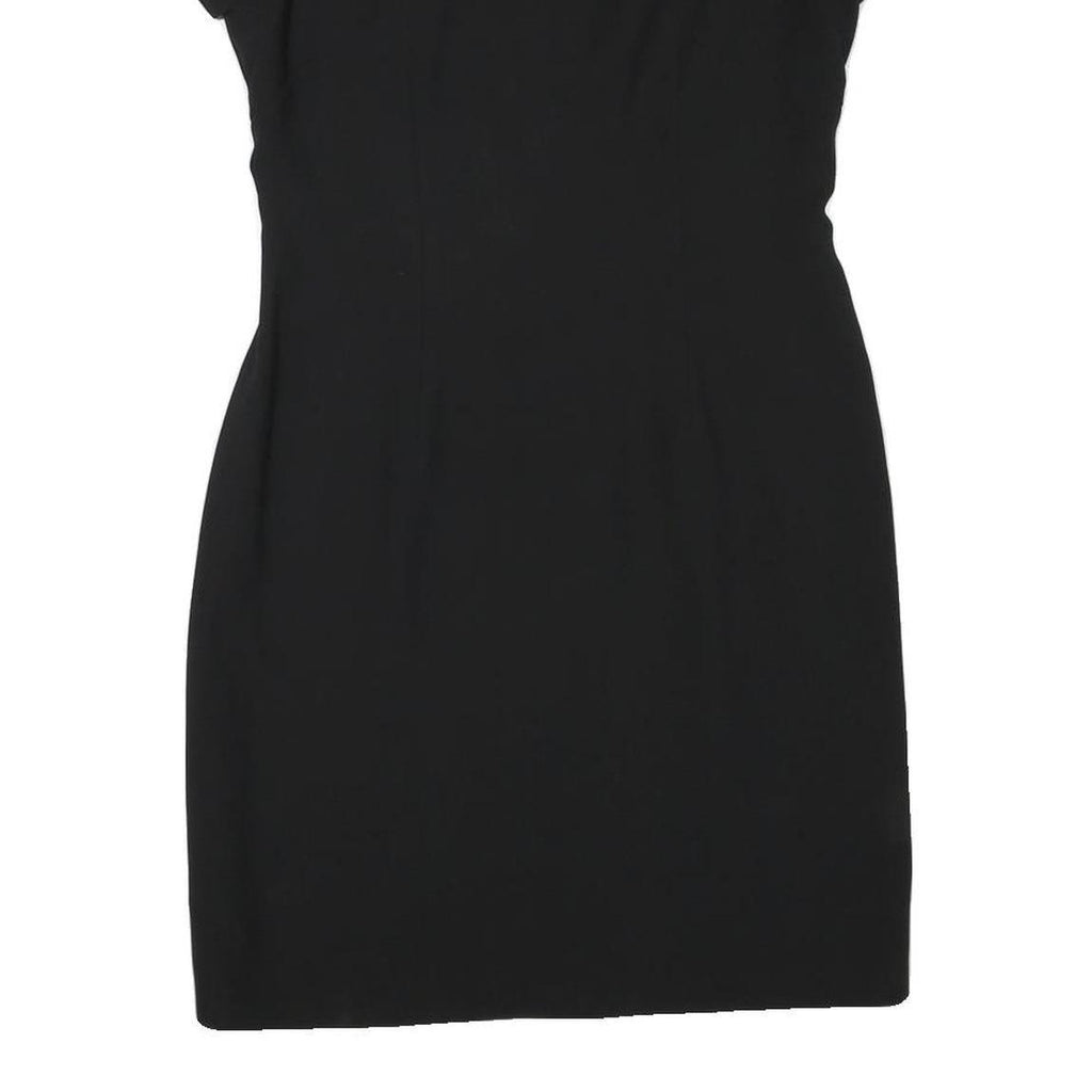 ALOUETTE Womens Black Day Dress Polyester Blend Short Sleeve M Simple Classic