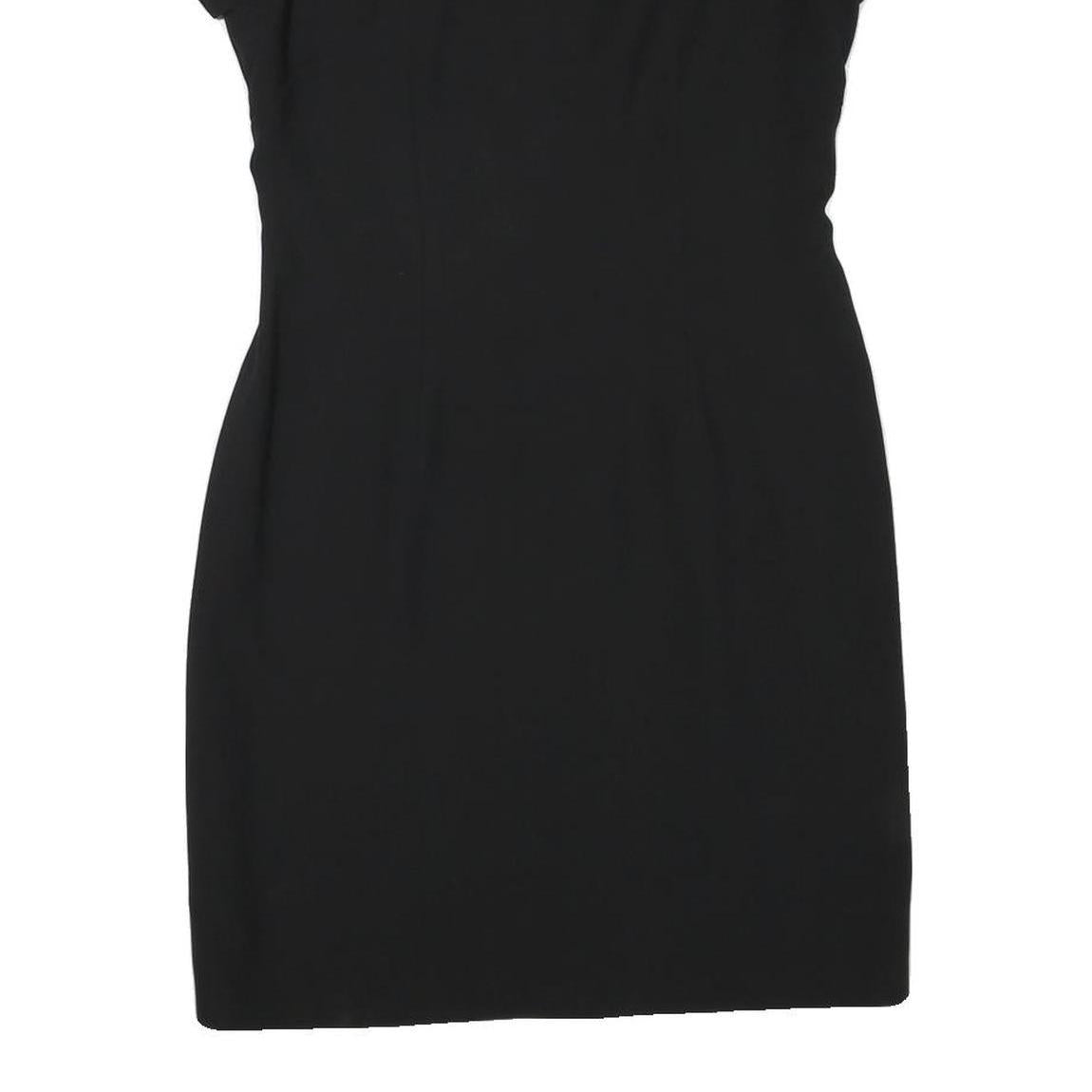 ALOUETTE Womens Black Day Dress Polyester Blend Short Sleeve M Simple Classic