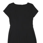 ALOUETTE Womens Black Day Dress Polyester Blend Short Sleeve M Simple Classic