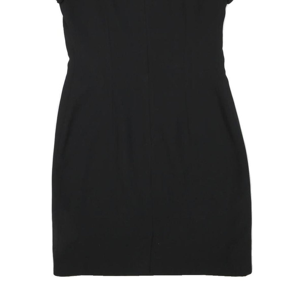 ALOUETTE Womens Black Day Dress Polyester Blend Short Sleeve M Simple Classic