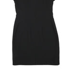 ALOUETTE Womens Black Day Dress Polyester Blend Short Sleeve M Simple Classic