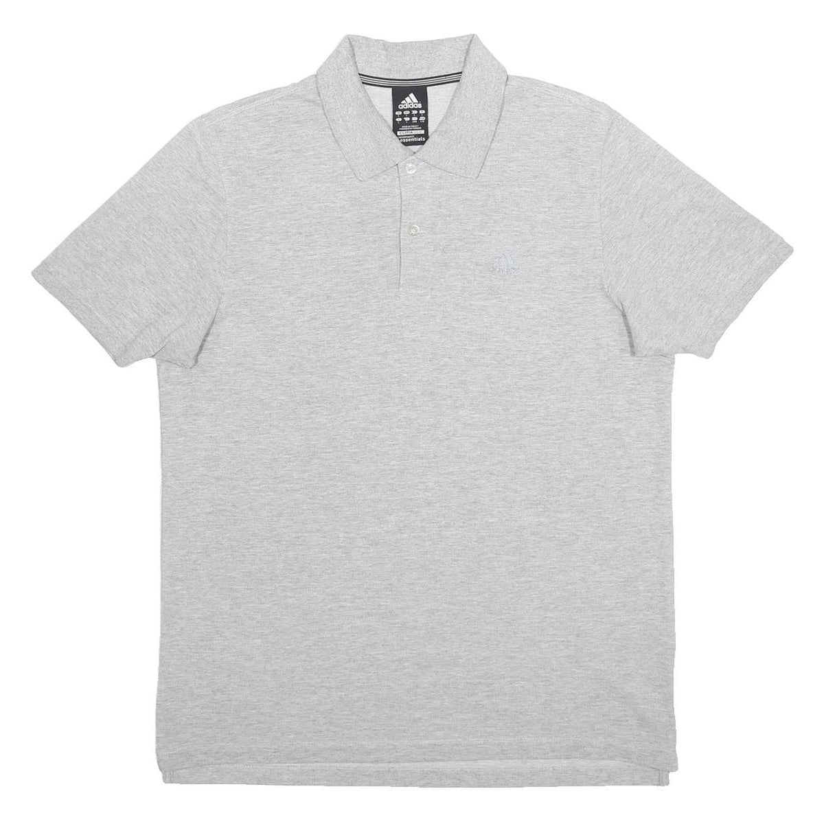 ADIDAS Mens Grey Short Sleeve Plain Polo Shirt L Cotton Blend Casual Comfort