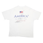 HANES Womens White America3 Graphic T-Shirt XL Short Sleeve Crew Neck Vintage
