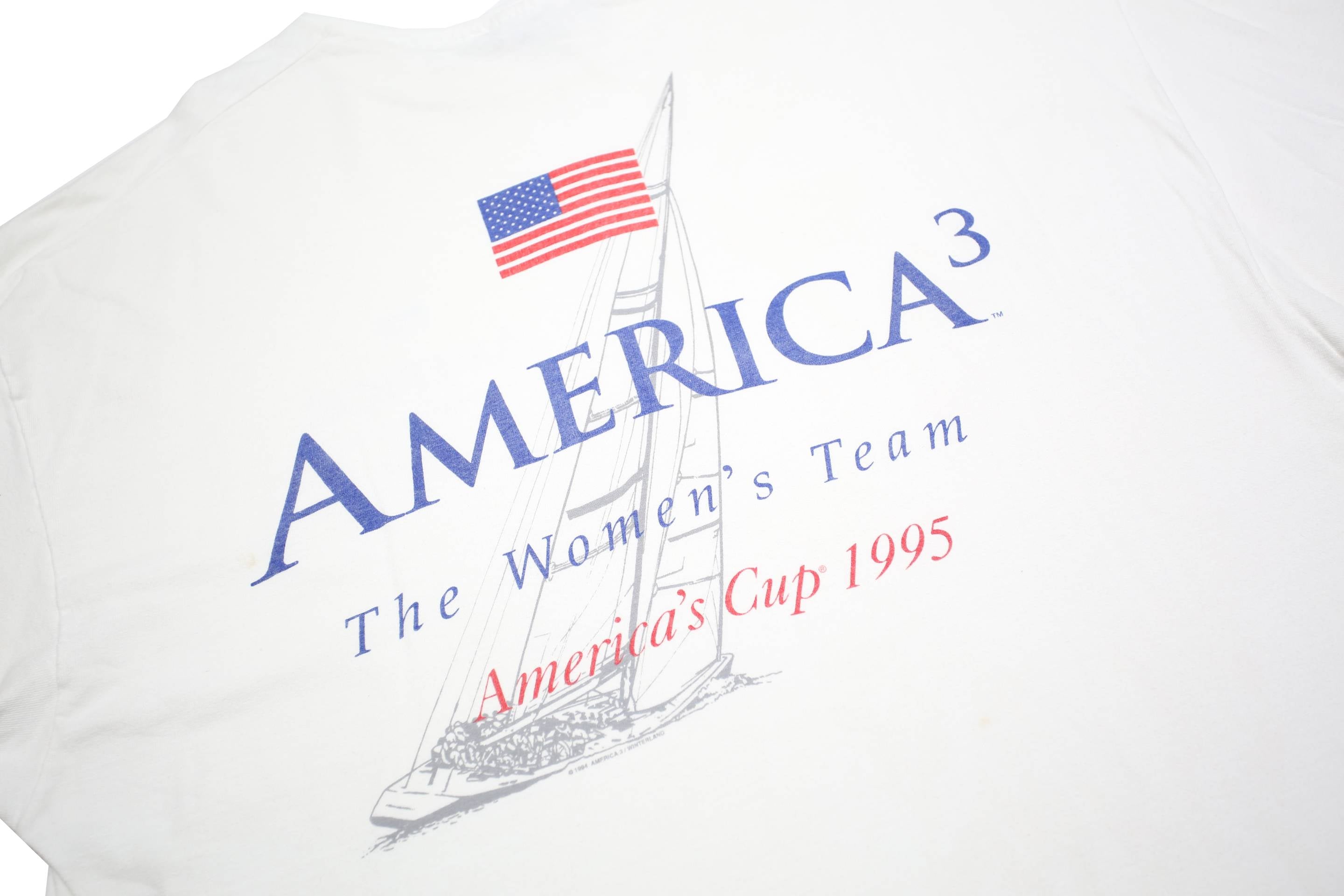 HANES Womens White America3 Graphic T-Shirt XL Short Sleeve Crew Neck Vintage