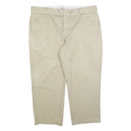 DICKIES Mens Regular Fit Beige Cotton Blend Zip Closure Trousers W42 L26