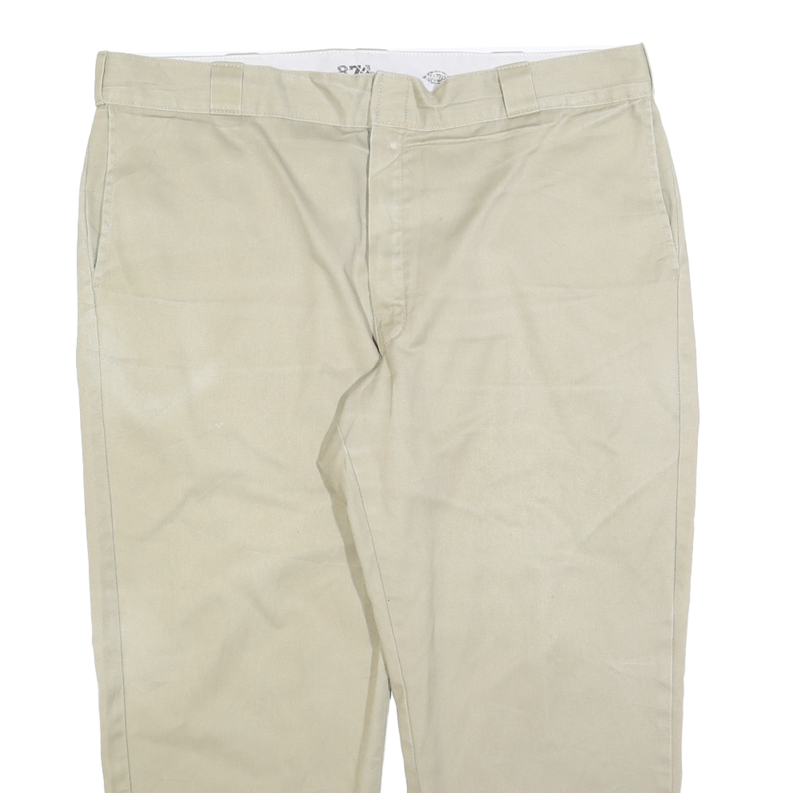 DICKIES Mens Regular Fit Beige Cotton Blend Zip Closure Trousers W42 L26