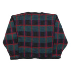 TALLY-HO Womens Green & Red Patterned Button Up Jumper Crew Neck Basic Knit XL