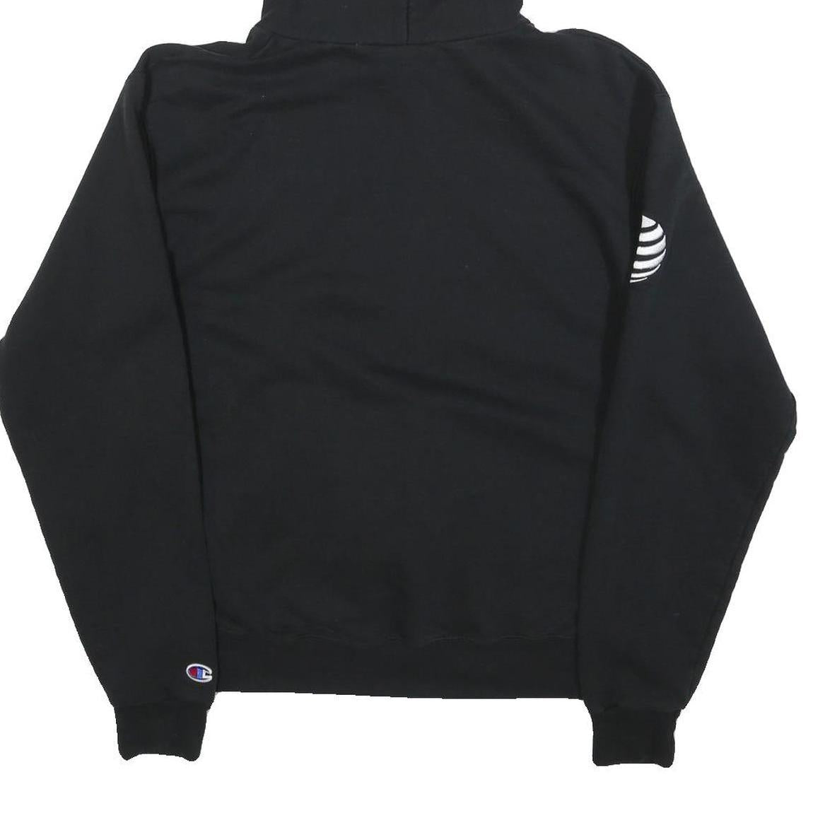CHAMPION Mens Black Hoodie M Cotton Blend Pullover Serve Customers First Graphic