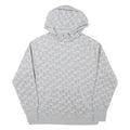CHAMPION Mens Grey All Over Logo Print Pullover Hoodie M Casual Wear