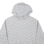CHAMPION Mens Grey All Over Logo Print Pullover Hoodie M Casual Wear