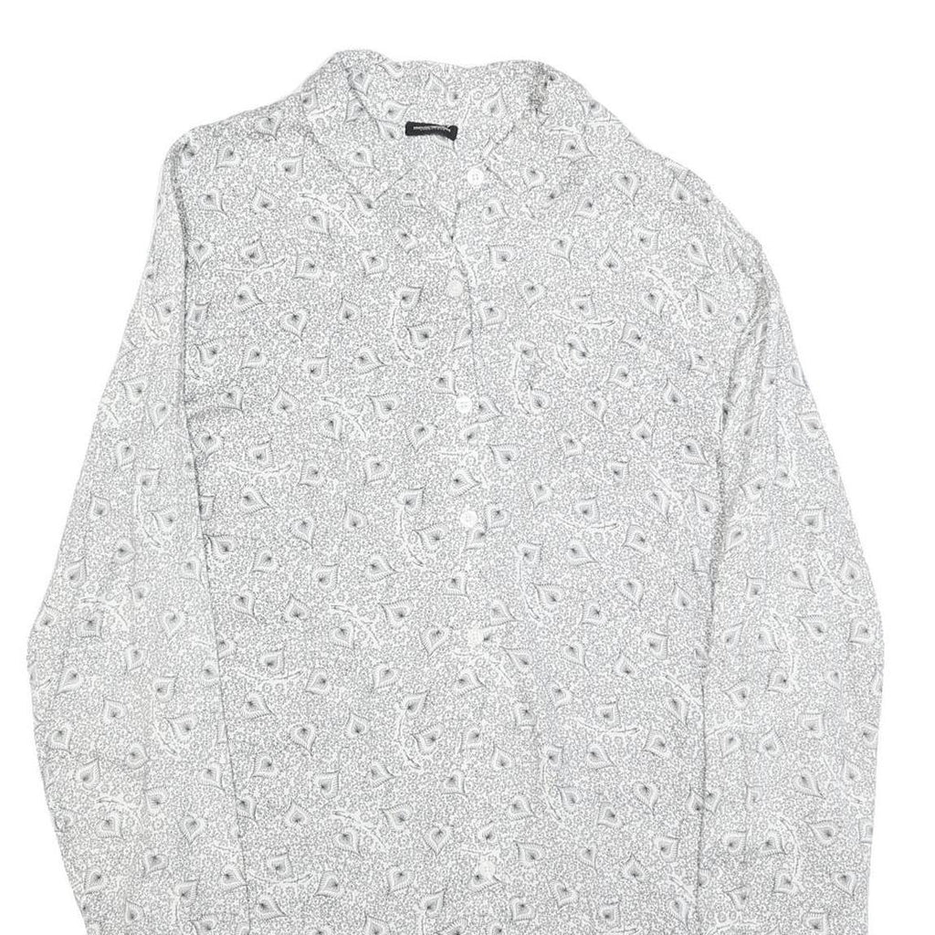 EMPORIO ARMANI Womens White & Grey Patterned Day Cotton Blend Shirt Dress M