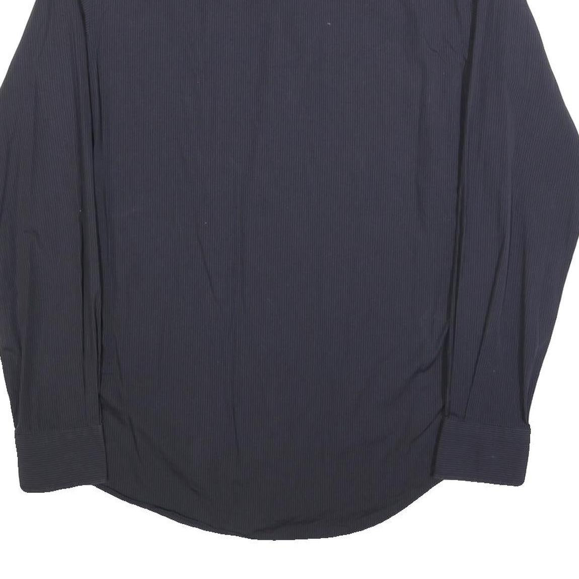 CALVIN KLEIN Mens Black Pinstripe Shirt L Button Closure Long Sleeve Elegant Fit