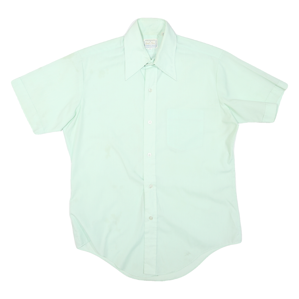 LORD&LORD Mens Light Green Shirt M Polyester Blend Short Sleeve Casual