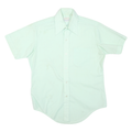 LORD&LORD Mens Light Green Shirt M Polyester Blend Short Sleeve Casual