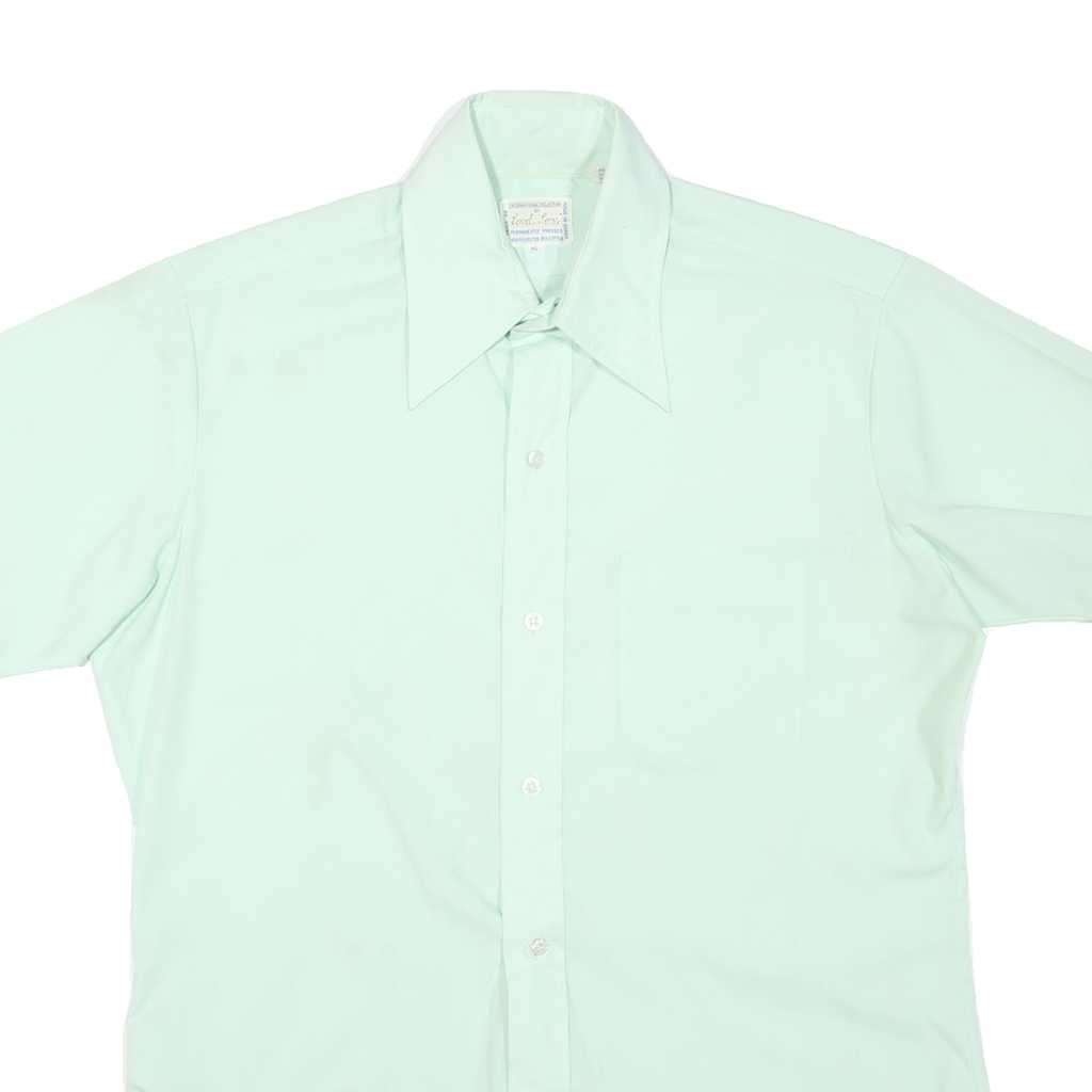 LORD&LORD Mens Light Green Shirt M Polyester Blend Short Sleeve Casual