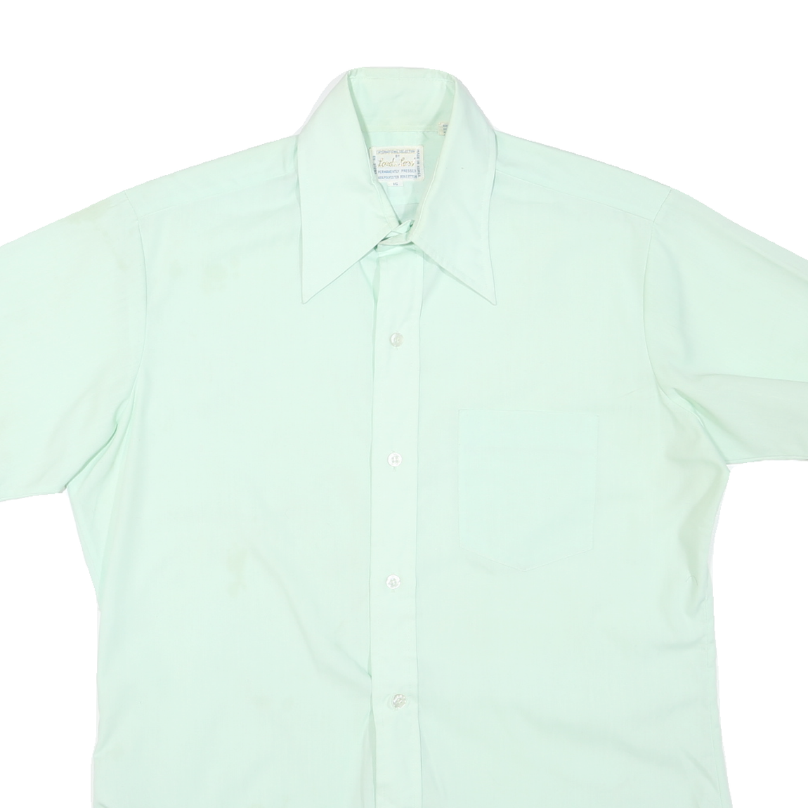 LORD&LORD Mens Light Green Shirt M Polyester Blend Short Sleeve Casual