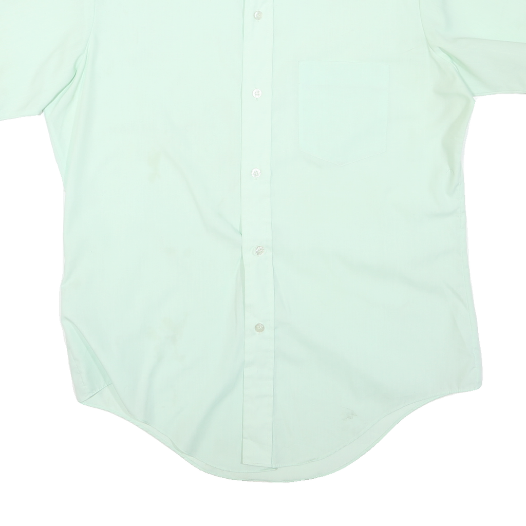 LORD&LORD Mens Light Green Shirt M Polyester Blend Short Sleeve Casual