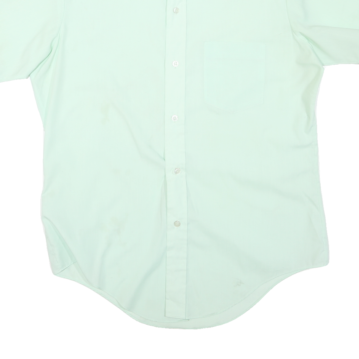 LORD&LORD Mens Light Green Shirt M Polyester Blend Short Sleeve Casual