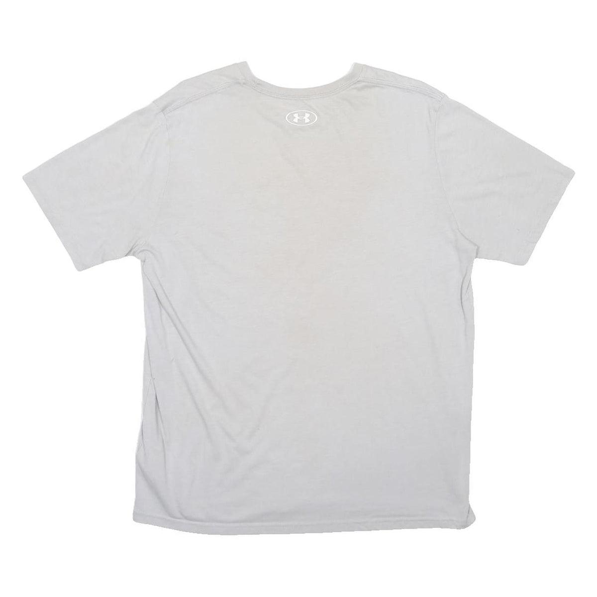 UNDER ARMOUR Mens White & Beige Logo Graphic T-Shirt L Short Sleeve Crew Neck