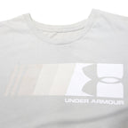 UNDER ARMOUR Mens White & Beige Logo Graphic T-Shirt L Short Sleeve Crew Neck