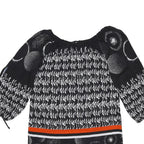 SAVE THE QUEEN Womens Black Printed Blouse 3/4 Sleeve Round Neck M Stylish