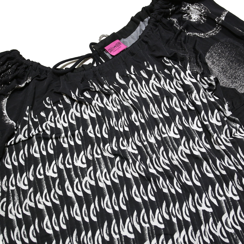 SAVE THE QUEEN Womens Black Printed Blouse 3/4 Sleeve Round Neck M Stylish