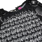SAVE THE QUEEN Womens Black Printed Blouse 3/4 Sleeve Round Neck M Stylish