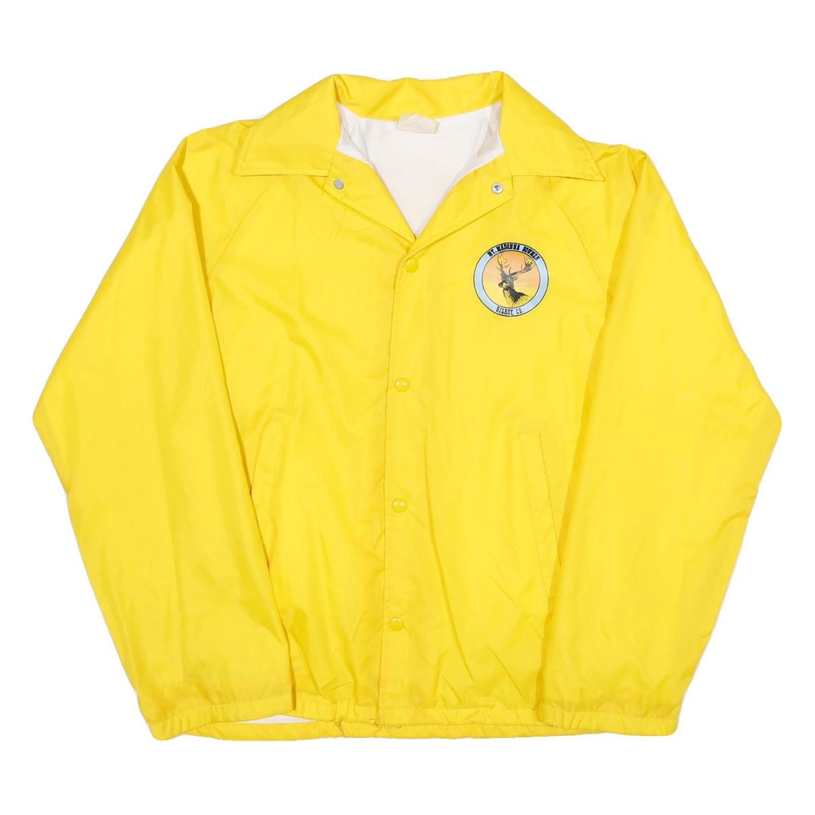 AUBURN SPORTSWEAR Mens Yellow Nylon Button Jacket S Plain Lightweight Style