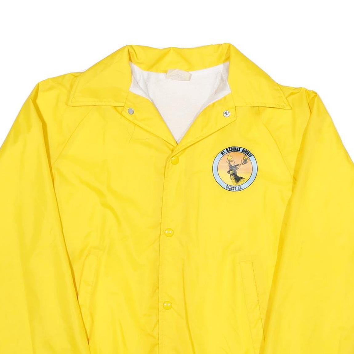 AUBURN SPORTSWEAR Mens Yellow Nylon Button Jacket S Plain Lightweight Style