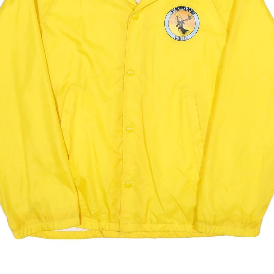 AUBURN SPORTSWEAR Mens Yellow Nylon Button Jacket S Plain Lightweight Style