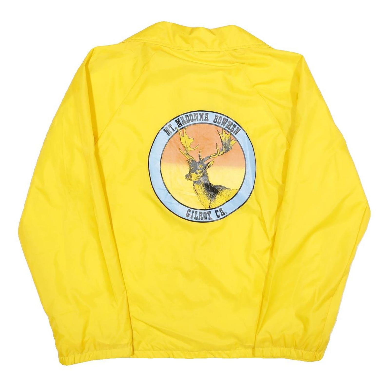 AUBURN SPORTSWEAR Mens Yellow Nylon Button Jacket S Plain Lightweight Style