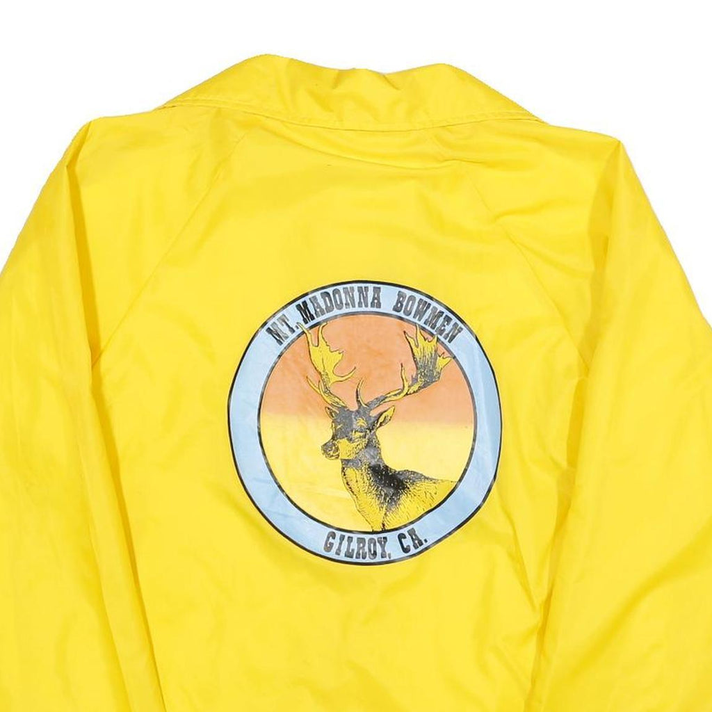 AUBURN SPORTSWEAR Mens Yellow Nylon Button Jacket S Plain Lightweight Style