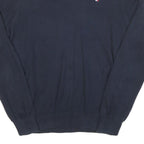 TOMMY HILFIGER Mens Navy Plain Pullover V-Neck Basic Knit M Cotton Blend Jumper