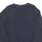 TOMMY HILFIGER Mens Navy Plain Pullover V-Neck Basic Knit M Cotton Blend Jumper