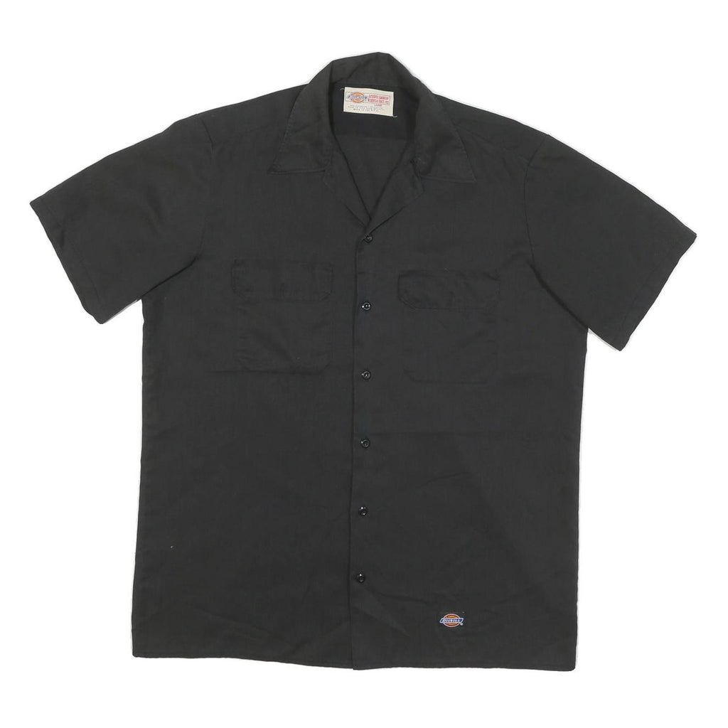 DICKIES Mens Black Work Shirt L Cotton Blend Short Sleeve Button-Up