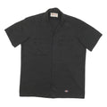 DICKIES Mens Black Work Shirt L Cotton Blend Short Sleeve Button-Up